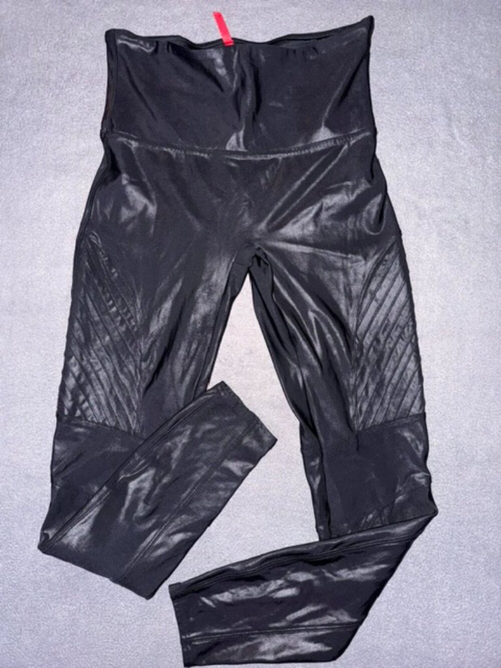 Spanx Womens Faux Leather Moto Leggings Size Large Black